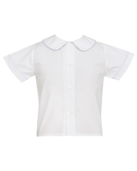 Petit Bebe Basic Boys White Short Sleeve Eton Shirt