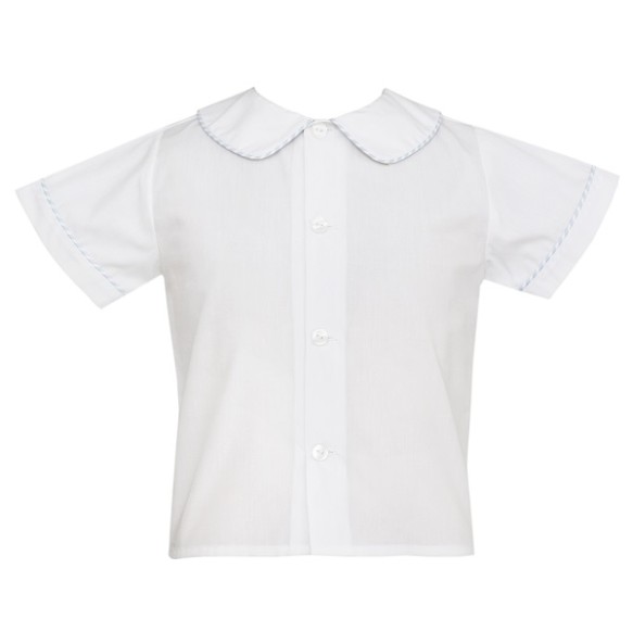 Petit Bebe Basic Boys White Short Sleeve Eton Shirt