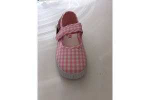 Cienta T Strap Pink Check Shoes