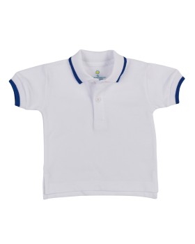 Florence Eiseman Boys White with Royal Blue Tipping SS Polo