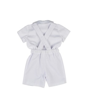 Florence Eiseman Boys White Suspender Short with White Pique Shirt