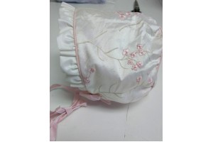 Marco and Lizzy Embroidered Pink and White Christening Gown with Bonnet